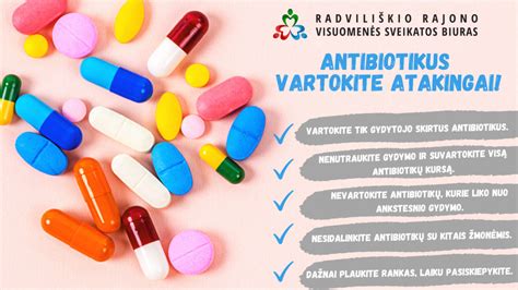 Infografika apie atsakingą antibiotikų vartojimą