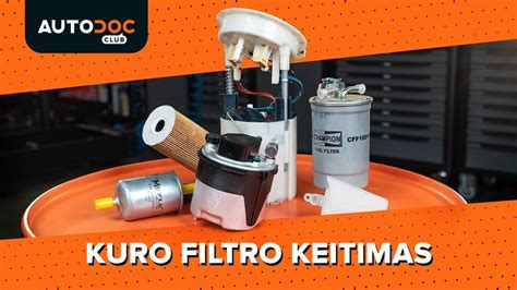 Schematinis automobilio degalų sistemos vaizdas su kuro filtro vieta