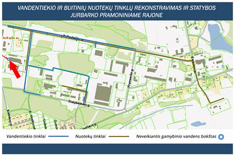Žemėlapis, rodantis Vilkaviškio rajono gyvenvietes, kuriose vykdytas vandentiekio ir nuotekų tinklų projektas