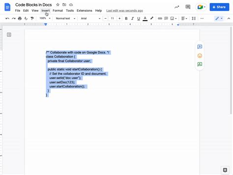 Google Docs sąsaja su formatavimo įrankiais