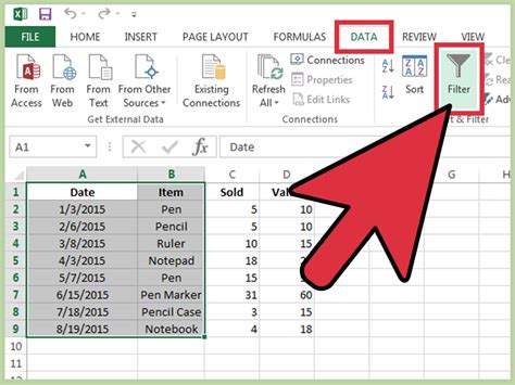 Excel AutoFilter piktograma