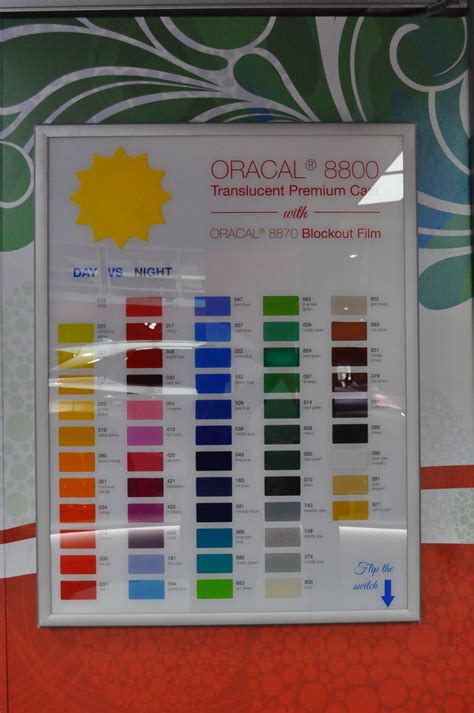 Įvairių spalvų ORACAL 8800 plėvelės pavyzdžiai
