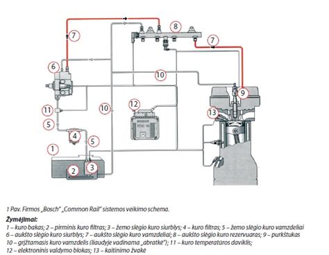 Dyzelinio kuro sistemos schema