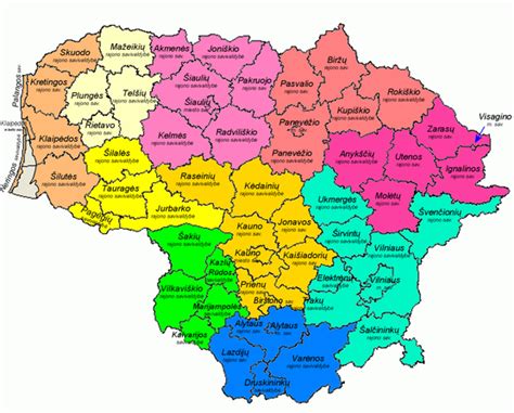 Lietuvos žemėlapis su savivaldybių ribomis