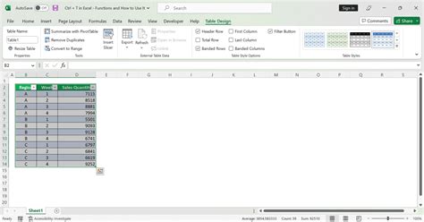 Excel Ctrl+T langas