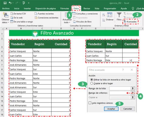 Excel pasirinktinio filtro langas