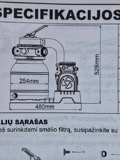 Smėlio filtro bakas atidarytas
