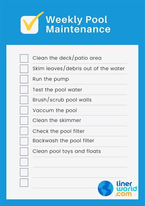Swimming pool maintenance schedule